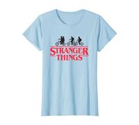 Stranger Things Silhouette Bike Logo T-Shirt, Femme, Bleu Céleste, 3XL