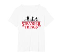 Stranger Things Silhouette Bike Logo T-Shirt, Femme Grandes Tailles, Blanc, 4X