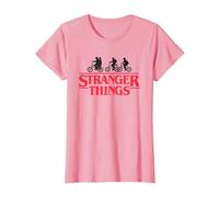 Stranger Things Silhouette Bike Logo T-Shirt, Femme, Rose, S