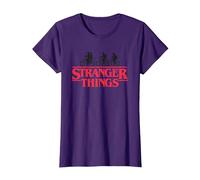 Stranger Things Silhouette Bike Logo T-Shirt, Femme, Violet, XXL