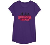 Stranger Things Silhouette Bike Logo T-Shirt, Fille, Violet, M