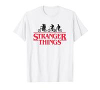 Stranger Things Silhouette Bike Logo T-Shirt, Homme, Blanc, M
