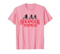 Stranger Things Silhouette Bike Logo T-Shirt, Homme, Rose, 3XL