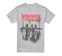 Stranger Things Silhouette Forest Logo T-Shirt, Athletic chiné, M Mixte