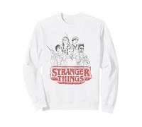Stranger Things Sketch Group Logo Sweatshirt, Unisexe pour Adultes, Blanc, XL