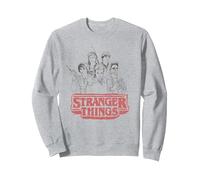 Stranger Things Sketch Group Logo Sweatshirt, Unisexe pour Adultes, Gris Chiné, XL