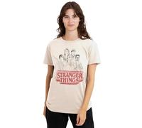 Stranger Things Sketch Group Logo T-Shirt Femme, Naturel, M