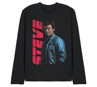 Stranger Things Steve Neo Homage Unisex Long Sleeve T Shirt, Black, Small