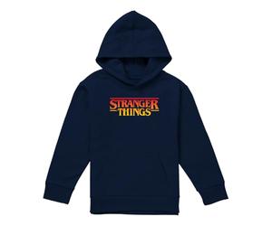 Stranger Things Stranger Things Sunset Pixel Logo Youth Kids Boy/Girls Pull-Over Hoodie, Navy Hooded Sweatshirt Mixte Enfant (Lot de 1)