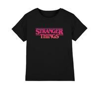 Stranger Things Sunset Logo Girls T Shirt, Noir, 9-10 Ans Fille
