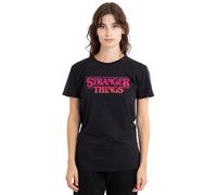 Stranger Things Sunset Logo Ladies T Shirt, Athletic Heather, Small