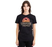 Stranger Things Sunset Logo Ladies T Shirt, Black, XX-Large