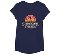 Stranger Things Sunset Logo T-Shirt, Fille, Bleu Marine, L