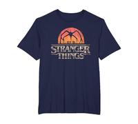 Stranger Things Sunset Logo T-Shirt, Homme Grandes Tailles, Bleu Marine, 2X Tall
