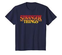 Stranger Things Sunset Pixel Logo T-Shirt, Enfant, Bleu Marine, 3 Ans