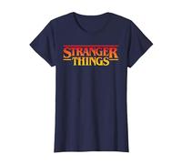 Stranger Things Sunset Pixel Logo T-Shirt, Femme, Bleu Marine, XXL