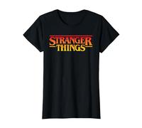 Stranger Things Sunset Pixel Logo T-Shirt, Femme, Noir, XS