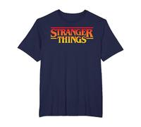 Stranger Things Sunset Pixel Logo T-Shirt, Homme Grandes Tailles, Bleu Marine, 4X Tall