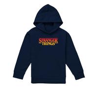Stranger Things Sunset Pixel Logo Youth Kids Boy/Girls Pull-Over Hoodie, Navy, 5-6