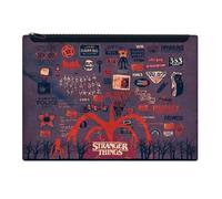 Stranger Things - Trousse à crayons (design à l'envers) 18 cm x 25 cm extra large pour crayons et papeterie, excellent cadeau Stranger Things - Produit officiel Stranger Things