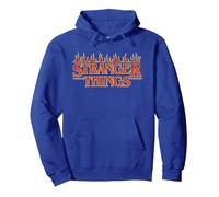 Stranger Things Vintage Flaming Logo Sweat à Capuche, Unisexe pour Adultes, Bleu Royal, XL
