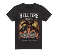 Stranger Things Vintage Hawkins High Hellfire T-Shirt, Noir, 4XL Mixte