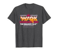 Stranger Things WSQK TV Advert T-Shirt, Homme, Chiné Foncé, 3XL