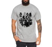 Stranger Upside Down - T-Shirt pour Homme Things Demogorgon Elfie Dustin Jane Hopper Upside Down TV blu-Ray DVD, Farbe2:Gris Chiné, Größe2:X-Large