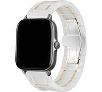 Strap-it Bracelet acier céramique - compatible pour Amazfit GTS 3 (blanc/or) G