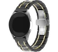 Strap-it Bracelet acier céramique - compatible pour Samsung Galaxy Watch 42mm (noir/or) G