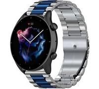 Strap-it Bracelet acier - compatible pour Amazfit GTR 3 (Pro) (argent/bleu) G