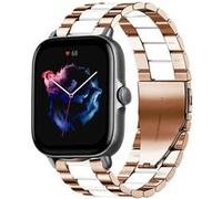 Strap-it Bracelet acier - compatible pour Amazfit GTS 3 (or rose/blanc) G