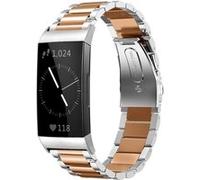 Strap-it Bracelet acier - compatible pour Fitbit Charge 4 (argent/or rose) G