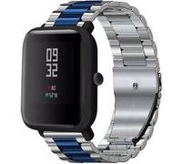 Strap-it Bracelet acier - compatible pour Xiaomi - compatible pour Amazfit Bip (argent/bleu) G