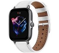 Strap-it Bracelet cuir - compatible pour Amazfit GTS 3 (blanc) G