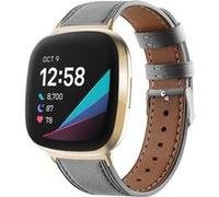 Strap-it Bracelet cuir - compatible pour Fitbit Sense (gris) G