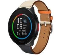 Strap-it Bracelet cuir - compatible pour Polar Pacer (blanc/bleu foncé) G