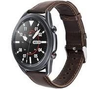 Strap-it Bracelet cuir - compatible pour Samsung Galaxy Watch 3 45mm (marron foncé) G