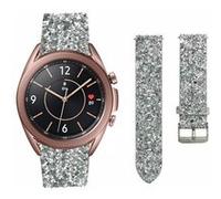 Strap-it Bracelet cuir pailleté - compatible pour Samsung Galaxy Watch 3 41mm (argent) G