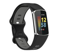 Strap-it Bracelet de sport en silicone compatible avec - Fitbit Charge 5 - noir/gris - pour Fitbit Charge 6