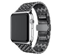Strap-it Bracelet Dragon Acier Noir - Convient pour Apple Watch 8 - Bracelet de remplacement pour Smartwatch - Taille: 44-45-46-49 mm - pour iWatch Series Ultra, 10, 9, 8, SE, 7, 6, 5, 4, 3,2,1,