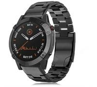 Strap-it Bracelet en Titane pour Garmin Fenix 5, Fenix 5 Plus, Fenix 6, Fenix 6 Pro, Fenix 7, Fenix 7 Solar - Bracelet de montre en acier inoxydable métal - Noir