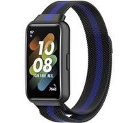 Strap-it Bracelet Milanais - compatible pour Huawei Band 7 (noir/bleu) G