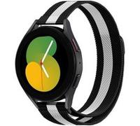 Strap-it Bracelet Milanais - compatible pour Samsung Galaxy Watch 5 - 40mm (noir/blanc) G