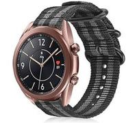 Strap-it Bracelet nylon boucle - compatible pour Samsung Galaxy Watch 3 41mm (noir/gris) G