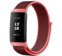 Strap-it Bracelet nylon - compatible pour Fitbit Charge 3 (noir/rouge) G