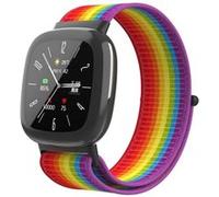 Strap-it Bracelet nylon - compatible pour Fitbit Versa 4 (arc-en-ciel) G