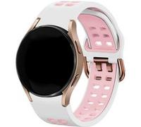 Strap-it Bracelet sport carré - compatible pour Samsung Galaxy Watch 6 - 44mm (blanc/rose) G