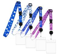 Strap Lanière Tour de Cou, Lot de 4 Longes Réglables Porte Carte Badge Longe de Croisière Étanche avec Badge d'Identification pour Accessoires Indispensables de Croisière (4 Couleurs)