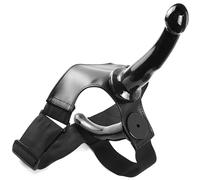 Strap-On Double pour Couples - Double Pénétration avec Dildos Noir 19 cm & 16 cm Ajustable jusqu’à 110 cm Jouet Sexy pour Femme FOPS D57